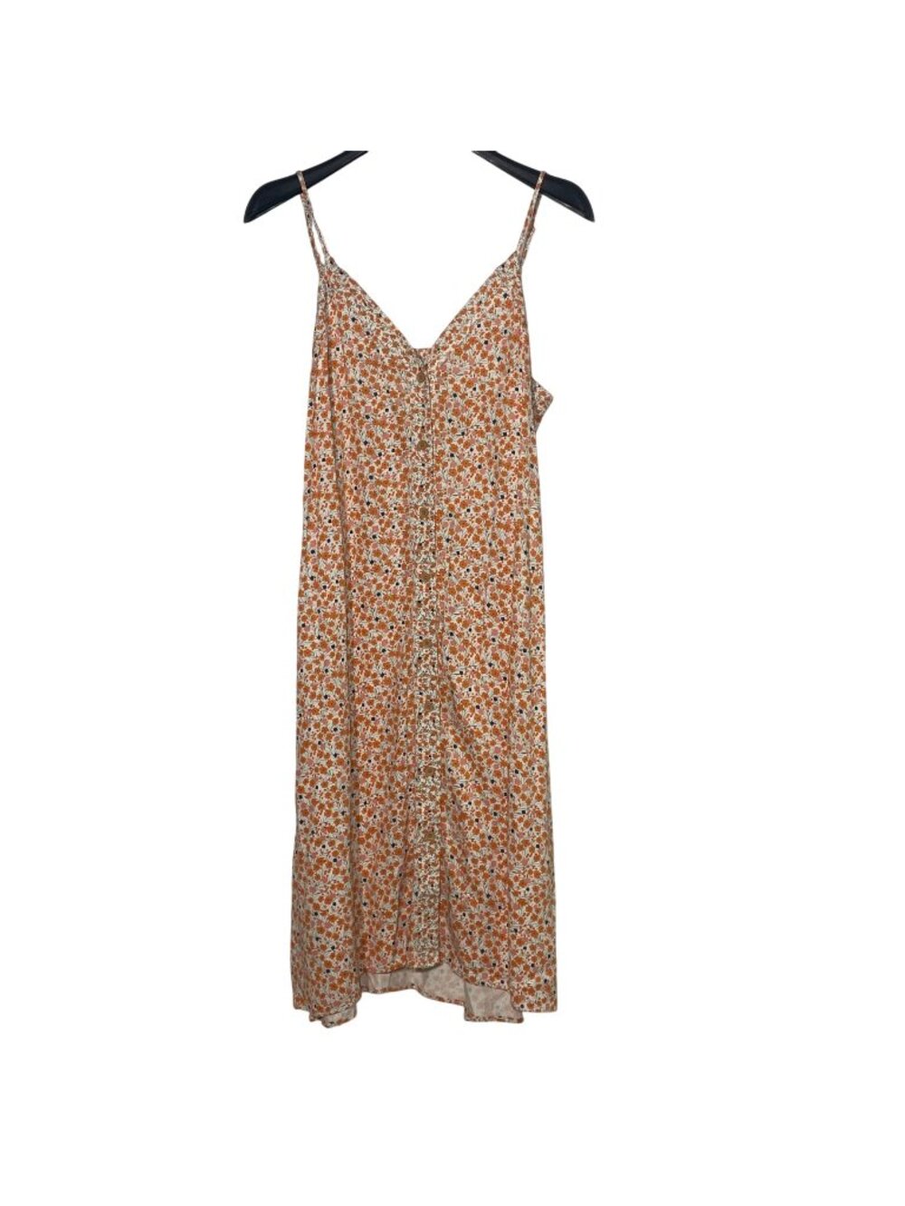 A Loves A Button Front Floral Midi Dress Szβ LG Belted Country Cottage Rayon